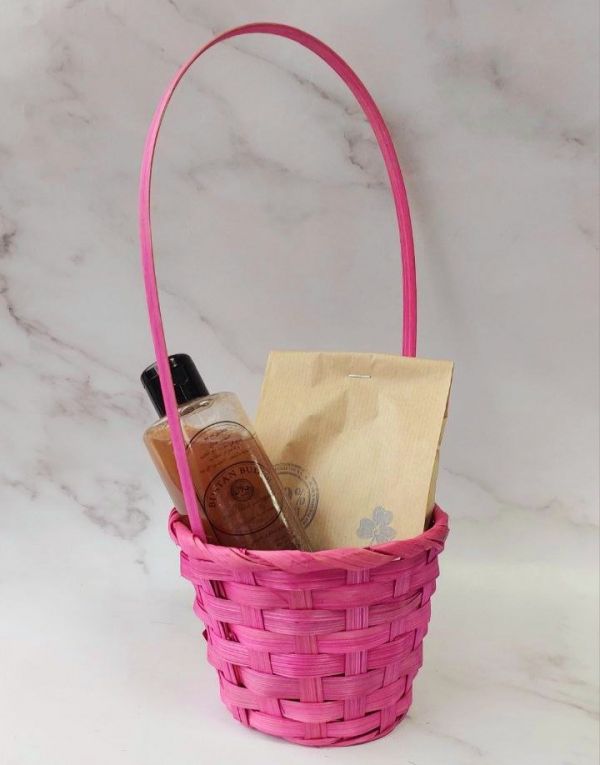 Mini basket with long handle color pink No. 9